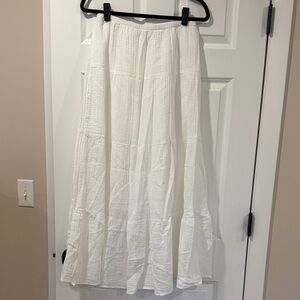 Universal Thread White Cotton Tiered Maxi Skirt